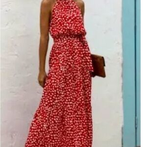 Women’s red halter maxi dress | SHEIN